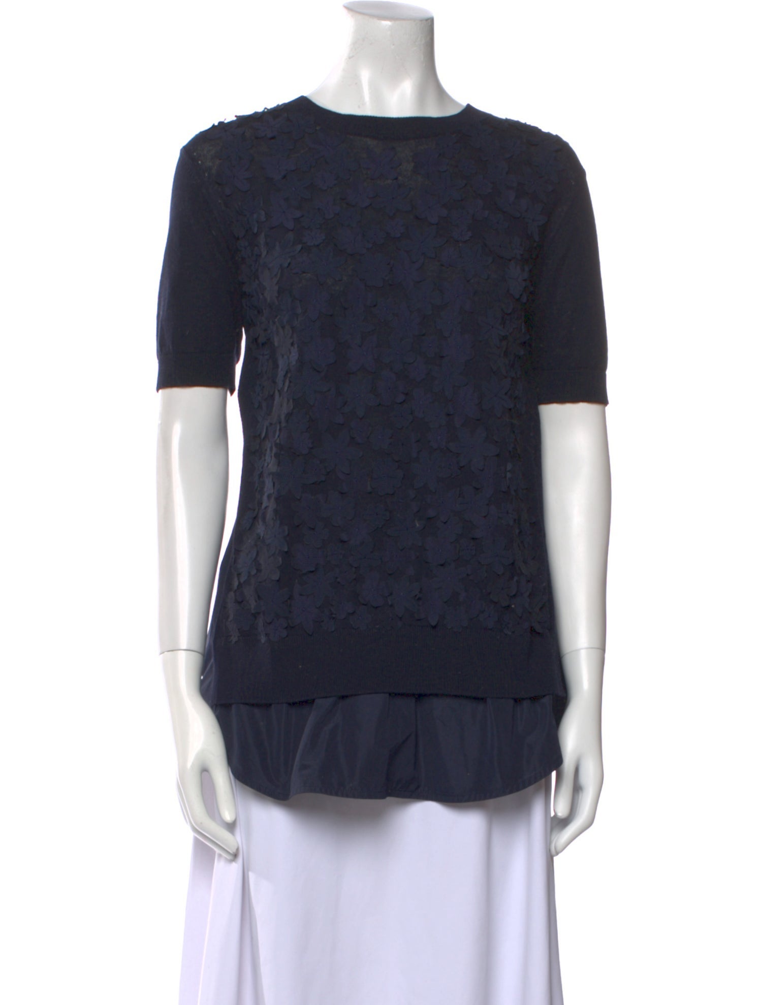 Moncler Lace Pattern Crew Neck Top