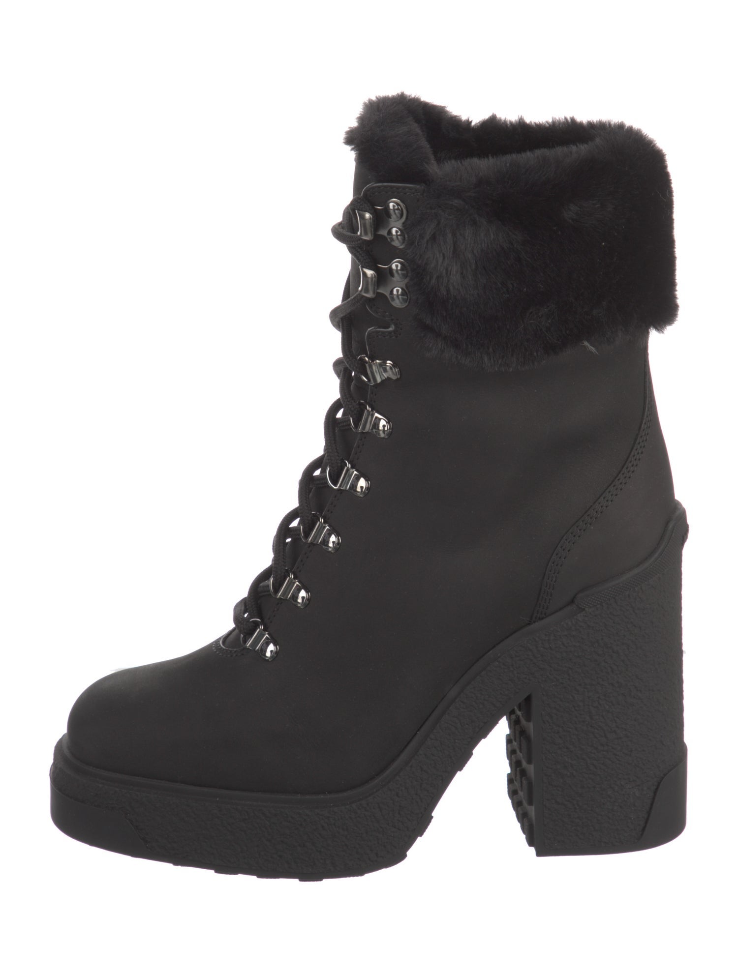 Moncler Suede Faux Fur Trim Lace-Up Boots w/ Tags