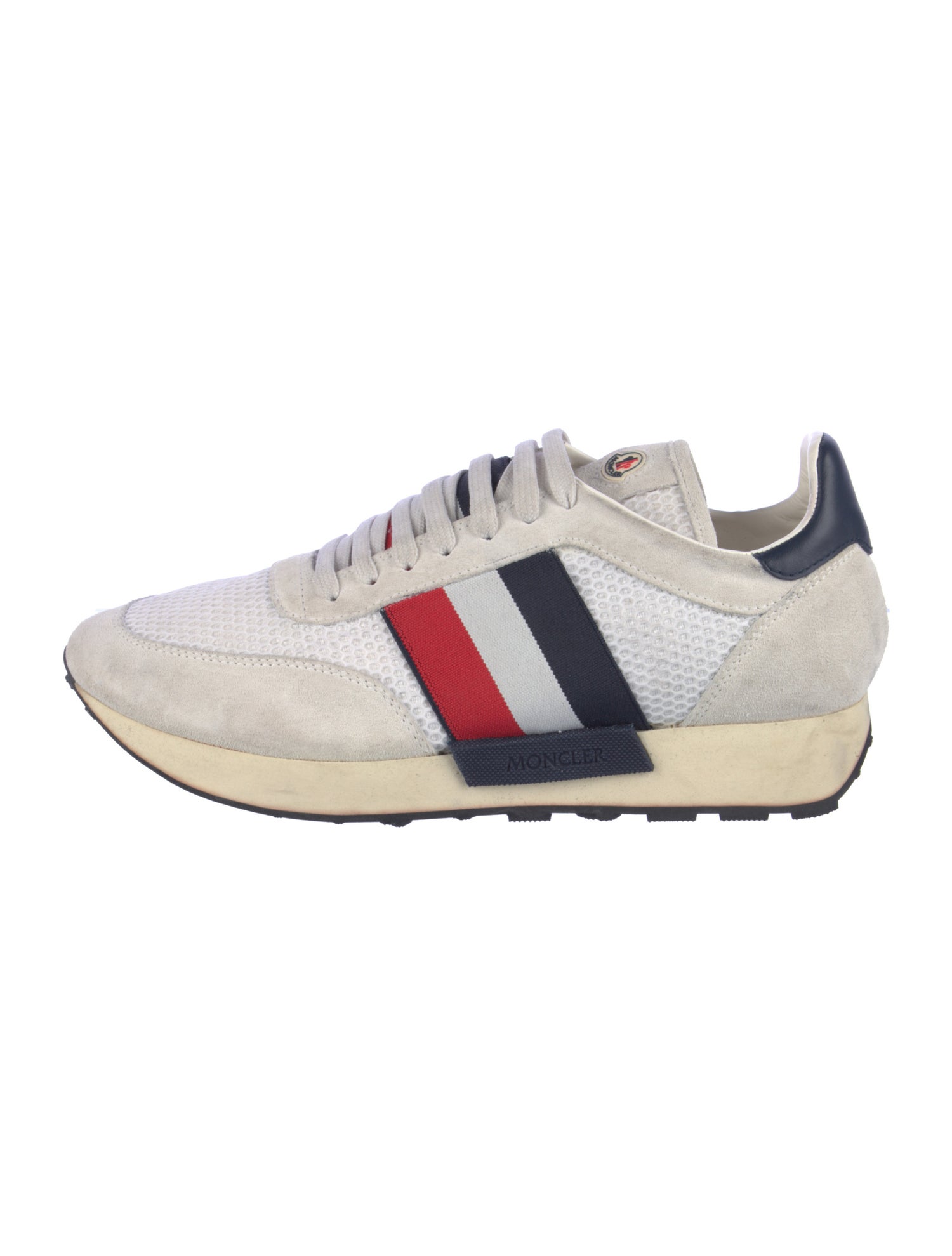Moncler Suede Striped Athletic Sneakers