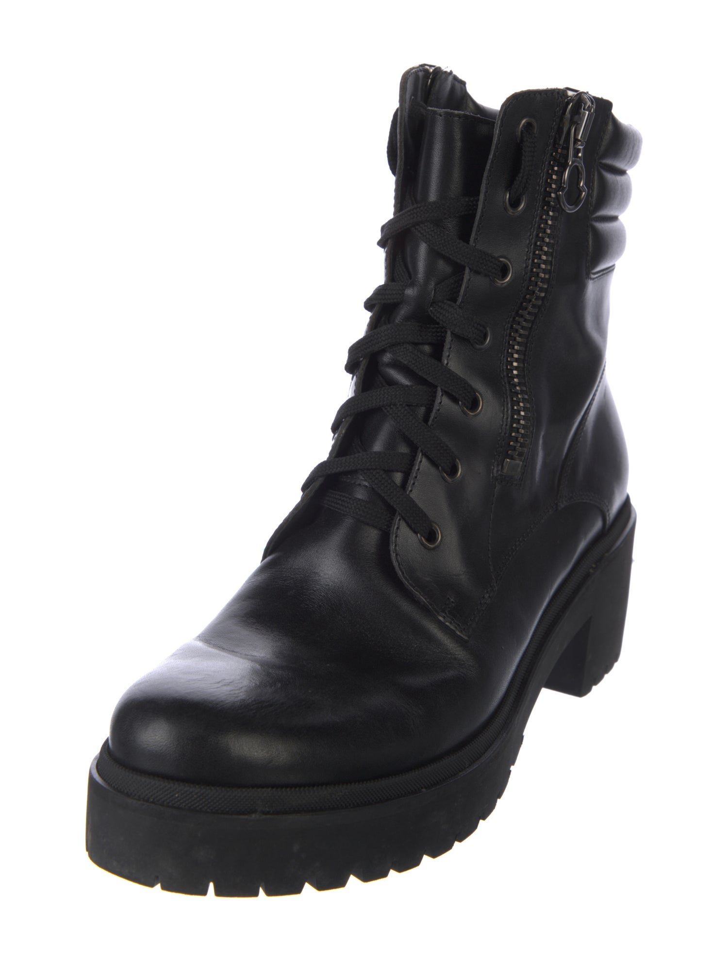 Moncler Leather Combat Boots