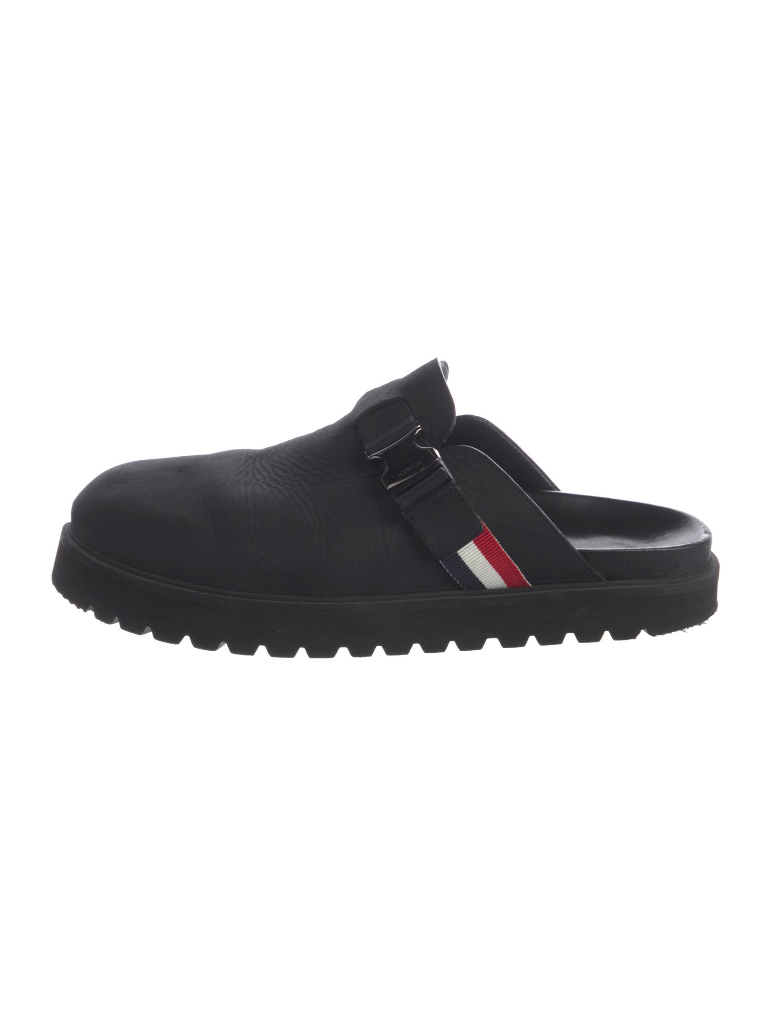 Moncler Leather Grosgrain Trim Slippers