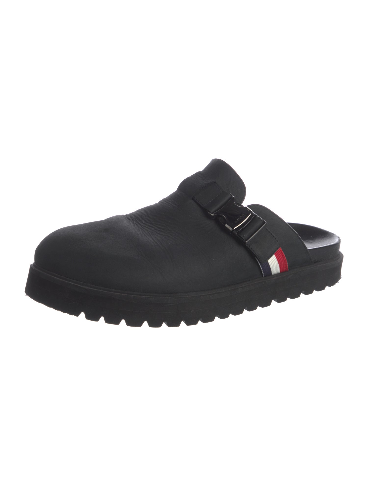 Moncler Leather Grosgrain Trim Slippers