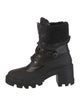 Moncler Leather Faux Fur Trim Lace-Up Boots