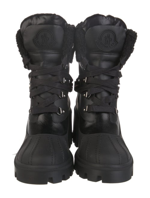 Moncler Leather Faux Fur Trim Lace-Up Boots