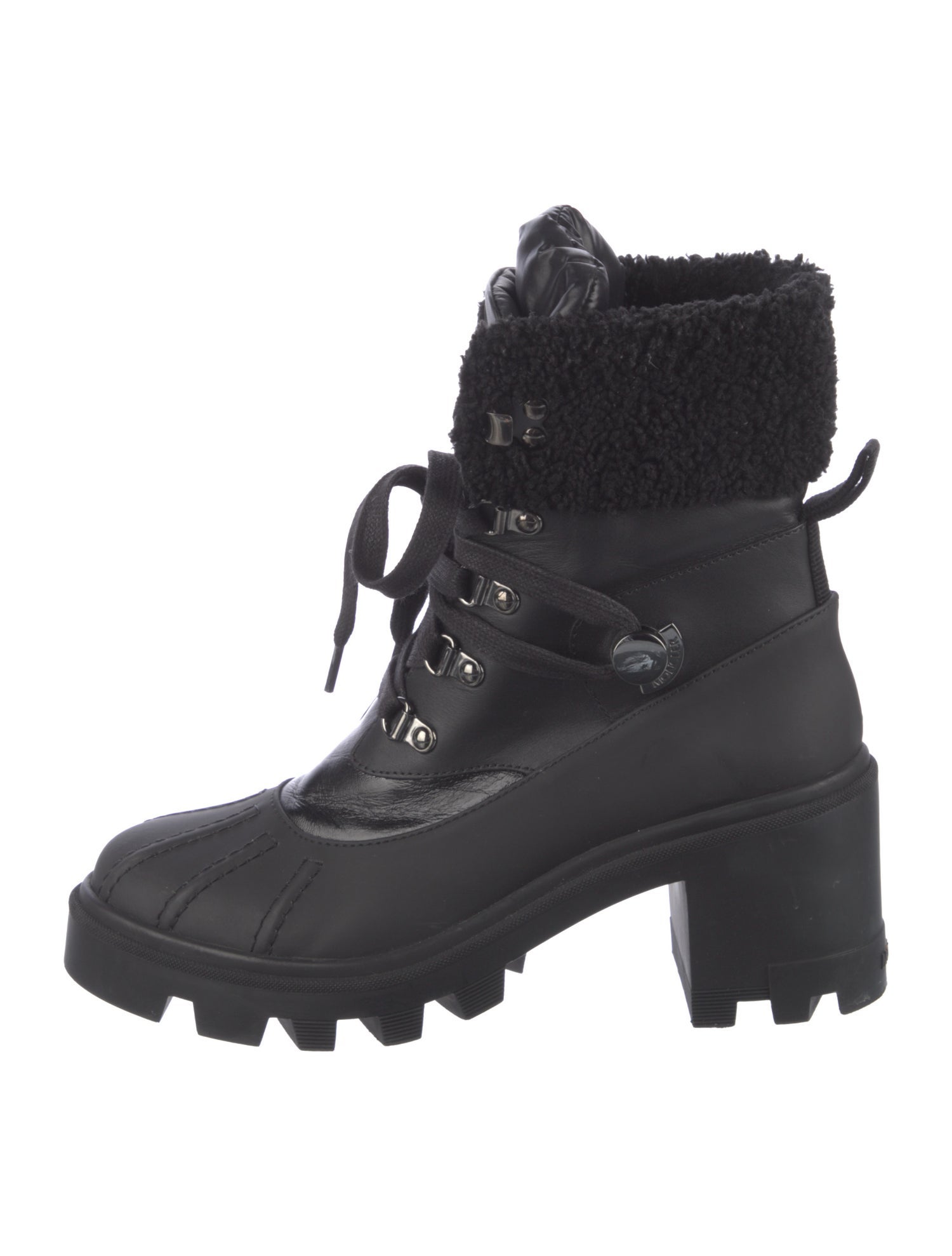 Moncler Leather Lace-Up Boots