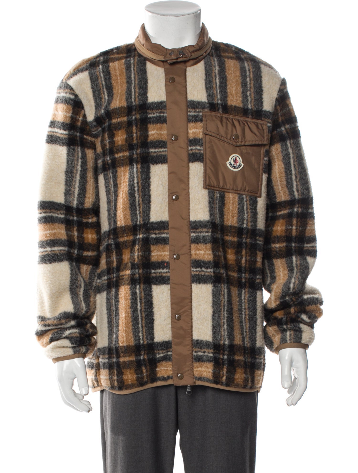 Moncler Plaid Print Trucker Jacket