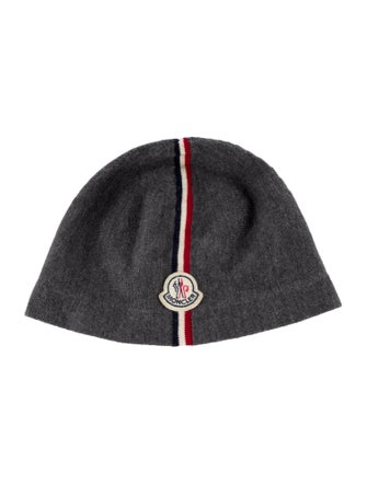 Moncler Men's Grey Pattern Printed Knitted Beanie