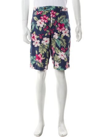 Moncler Floral Print Flat Front Shorts