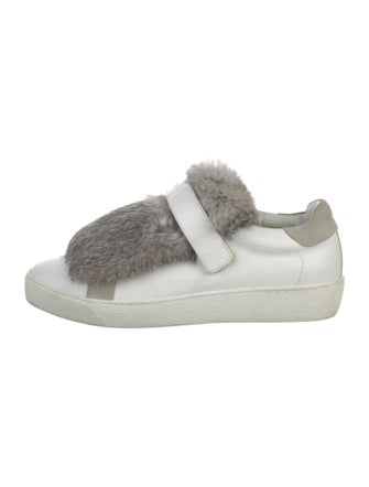 Moncler Leather Fur Trim Sneakers