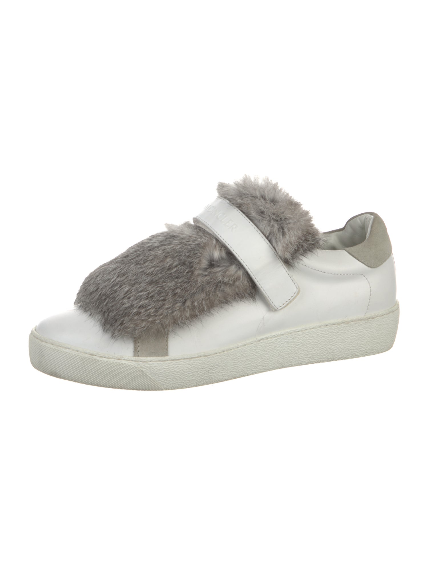 Moncler Leather Fur Trim Sneakers