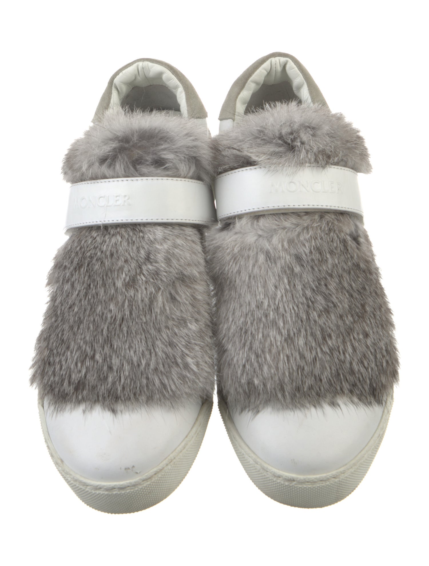 Moncler Leather Fur Trim Sneakers