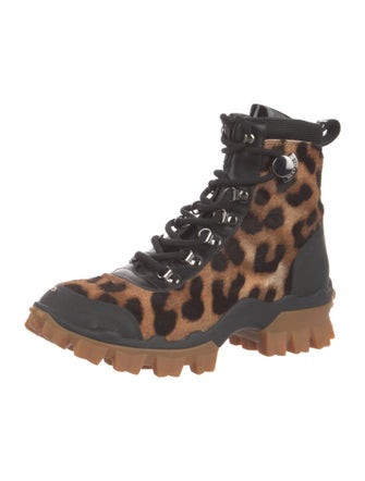 Moncler Ponyhair Animal Print Combat Boots