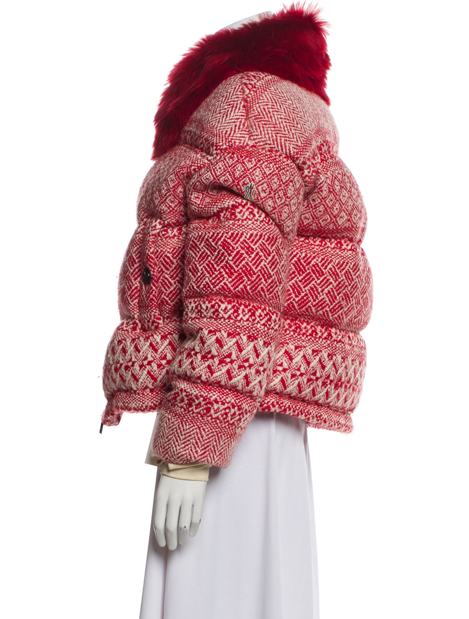 Moncler Virgin Wool Printed Faux Fur Jacket