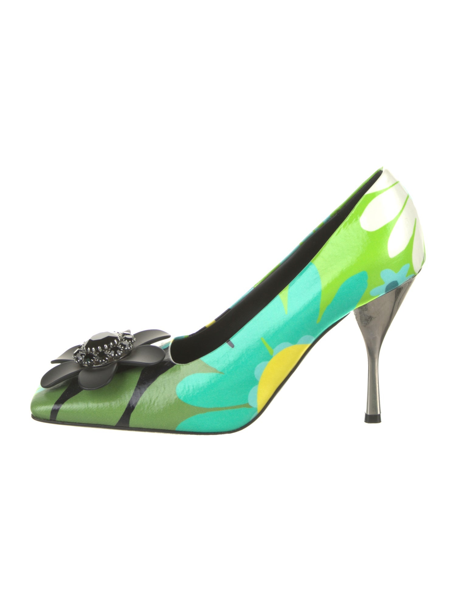 Moncler Leather Floral Print Pumps