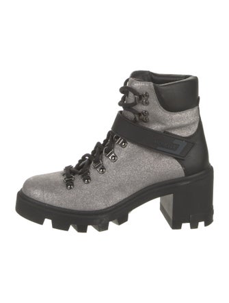 Moncler Leather Colorblock Pattern Combat Boots