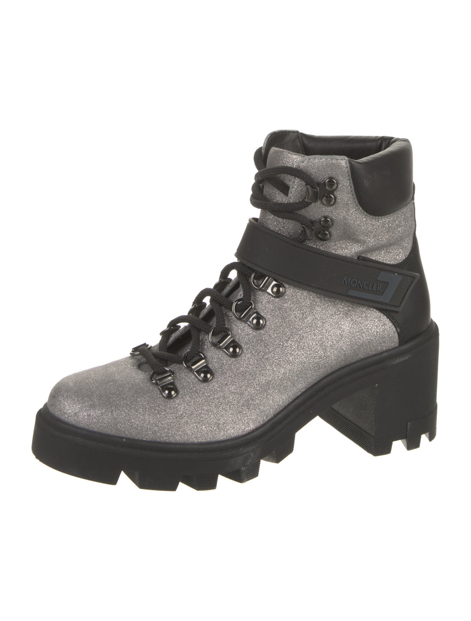 Moncler Leather Colorblock Pattern Combat Boots