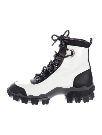Moncler Patent Leather Colorblock Pattern Combat Boots