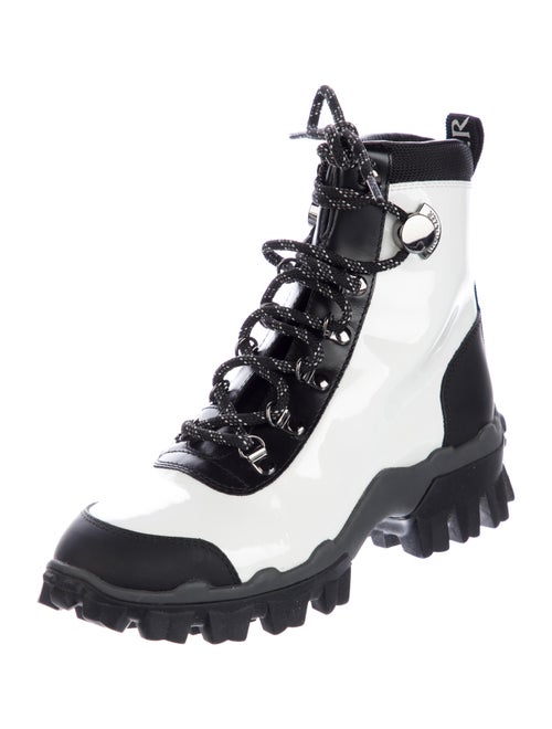 Moncler Patent Leather Colorblock Pattern Combat Boots