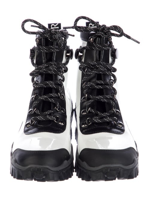 Moncler Patent Leather Colorblock Pattern Combat Boots