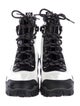 Moncler Patent Leather Colorblock Pattern Combat Boots