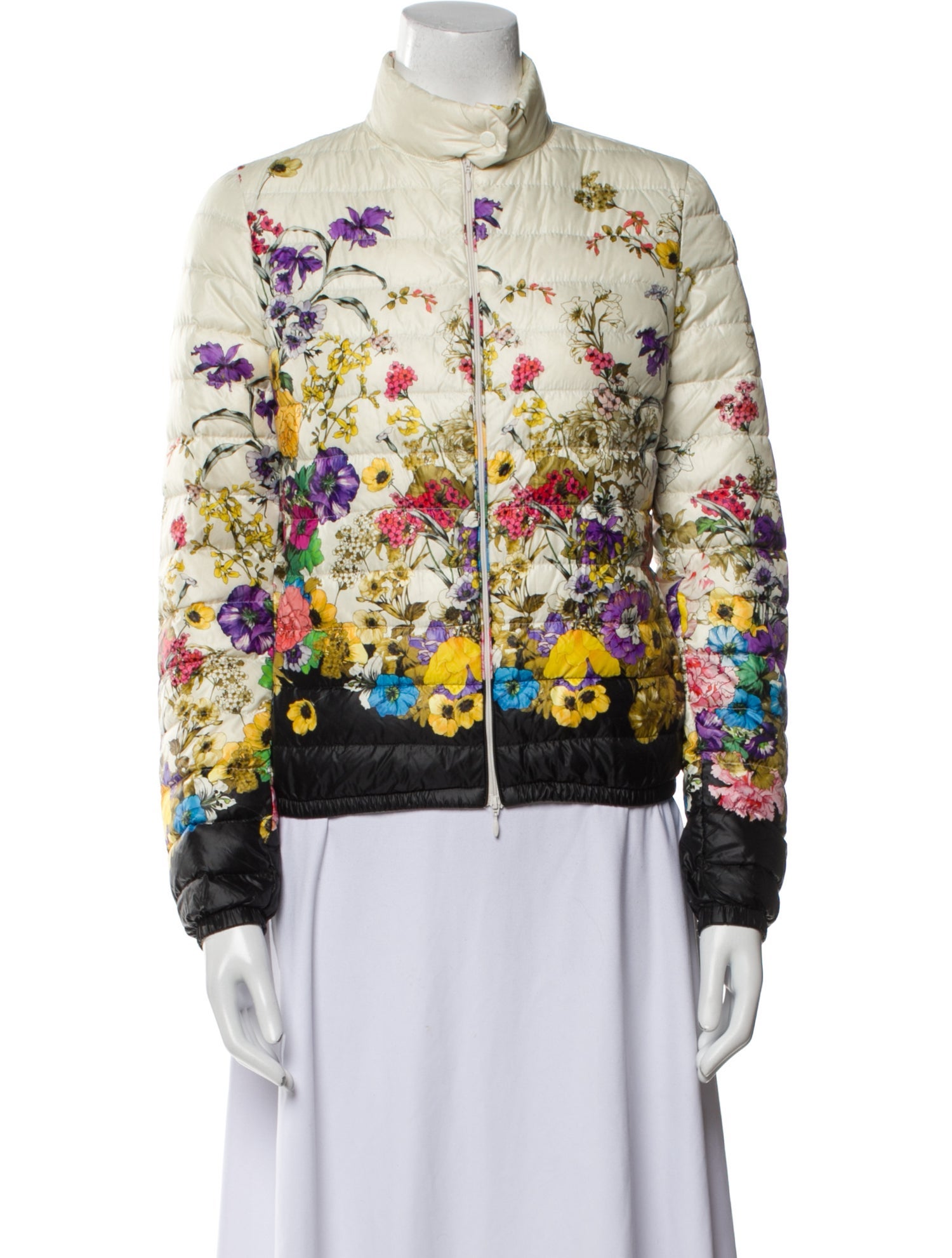 Moncler Nylon Floral Print Down Jacket