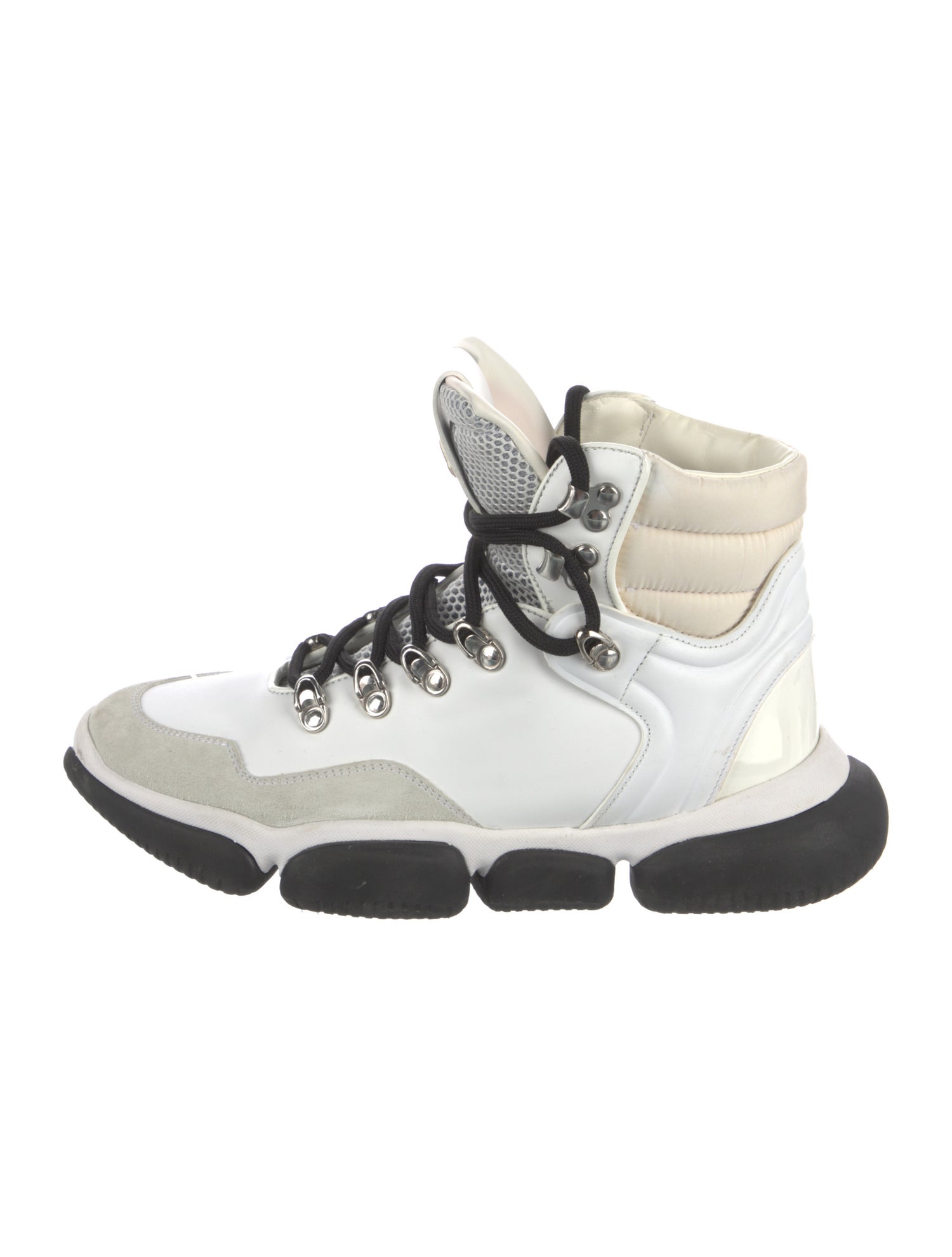 Moncler Leather Colorblock Pattern Lace-Up Boots