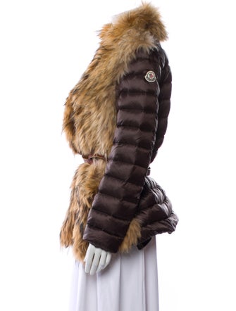 Moncler Nylon Animal Print Fur Jacket