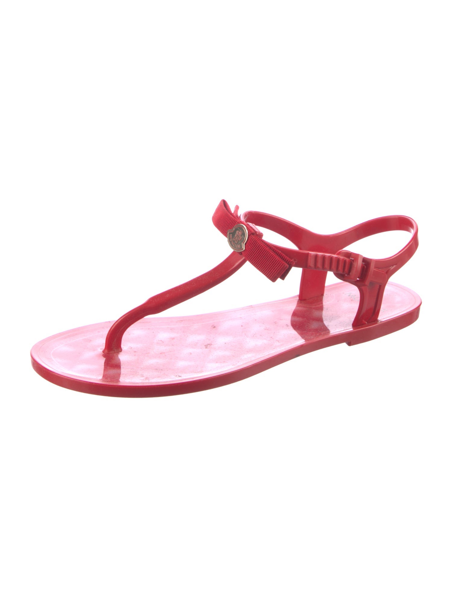 Moncler Rubber Bow Accents T-Strap Sandals