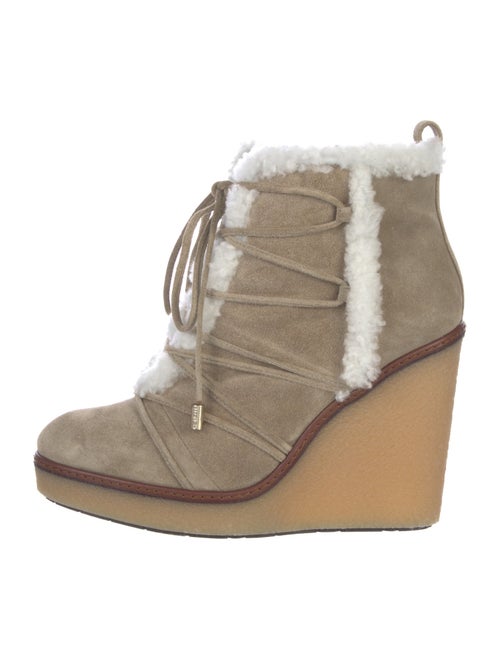 Moncler Suede Fur Trim Lace-Up Boots