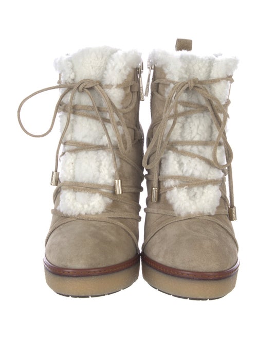 Moncler Suede Fur Trim Lace-Up Boots