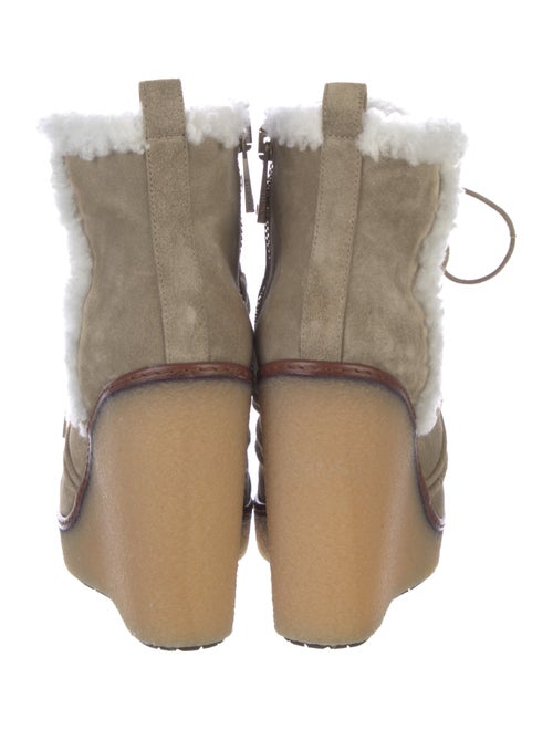 Moncler Suede Fur Trim Lace-Up Boots