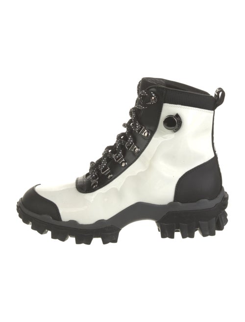 Moncler Patent Leather Colorblock Pattern Combat Boots