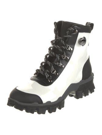 Moncler Patent Leather Colorblock Pattern Combat Boots