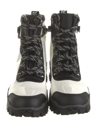 Moncler Patent Leather Colorblock Pattern Combat Boots