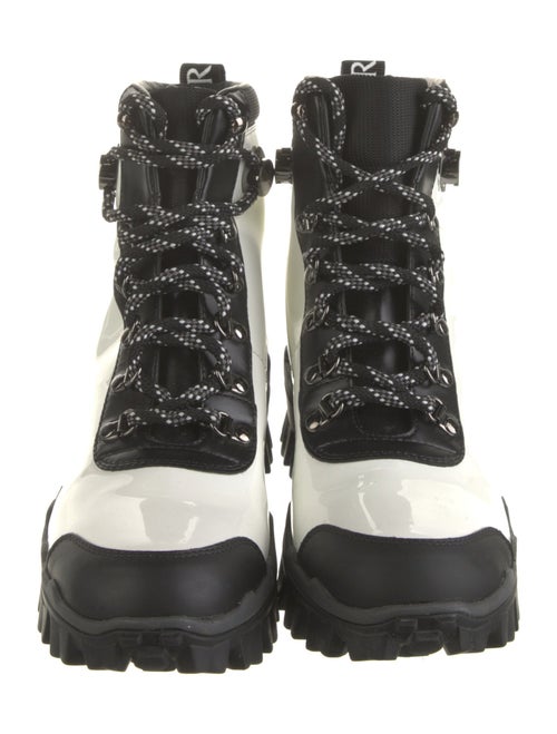 Moncler Patent Leather Colorblock Pattern Combat Boots