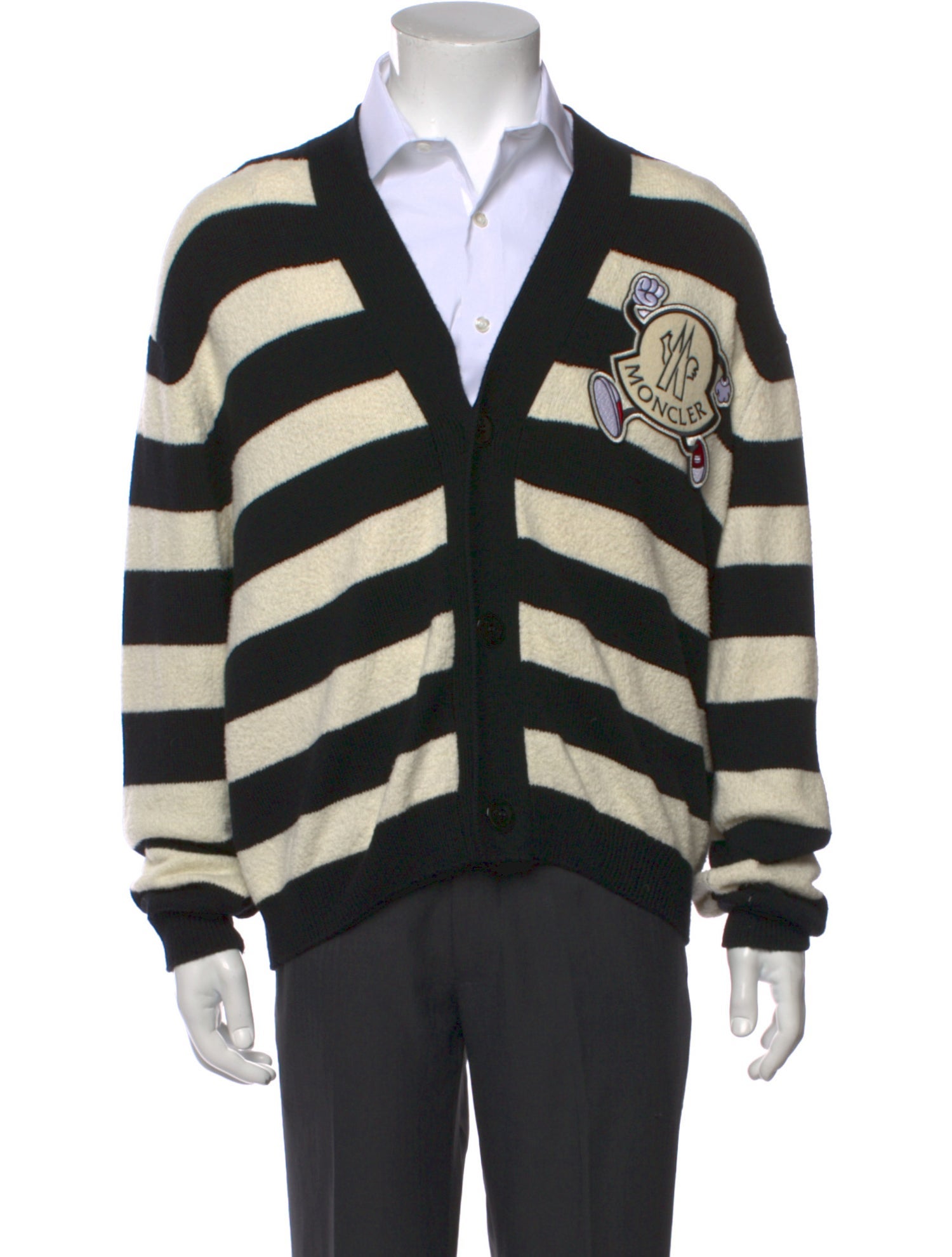 Moncler Striped V-Neck Cardigan