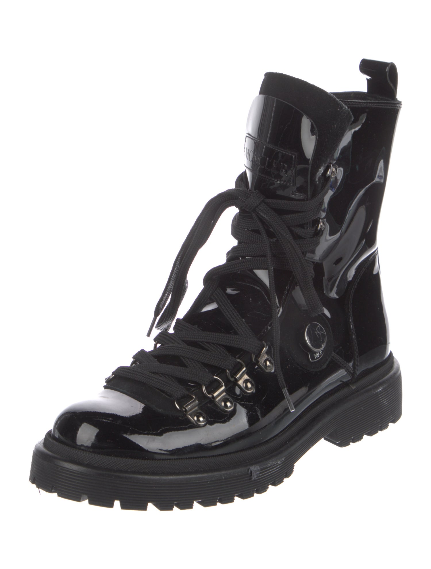 Moncler Patent Leather Combat Boots