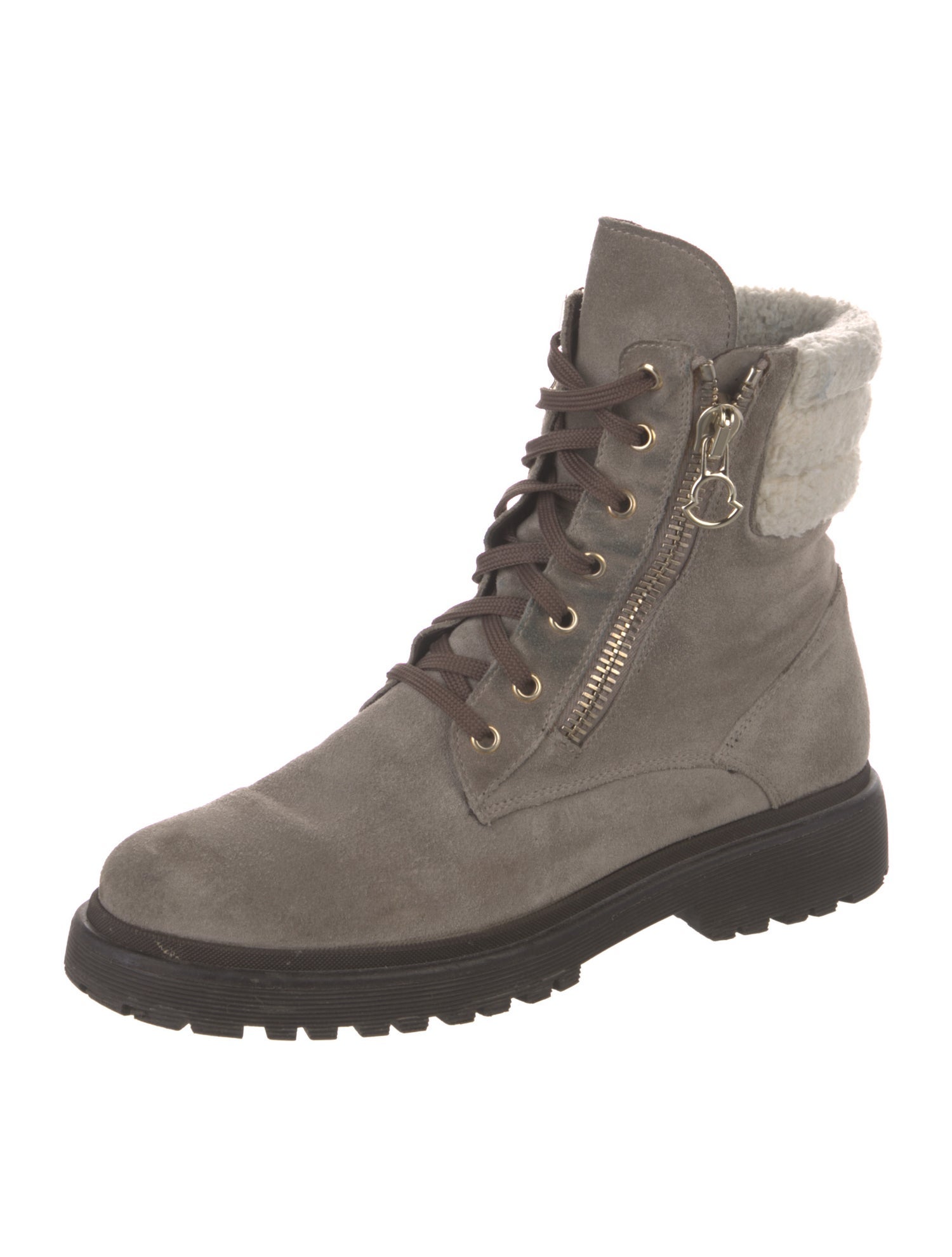 Moncler Suede Colorblock Pattern Combat Boots