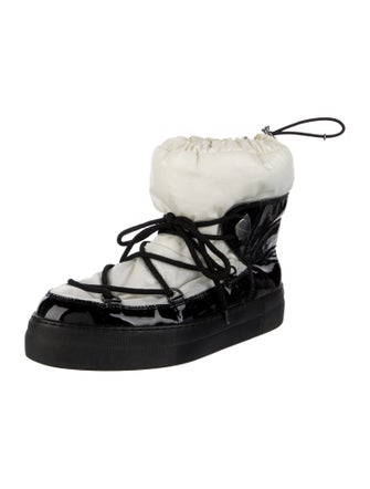 Moncler Patent Leather Lace-Up Boots