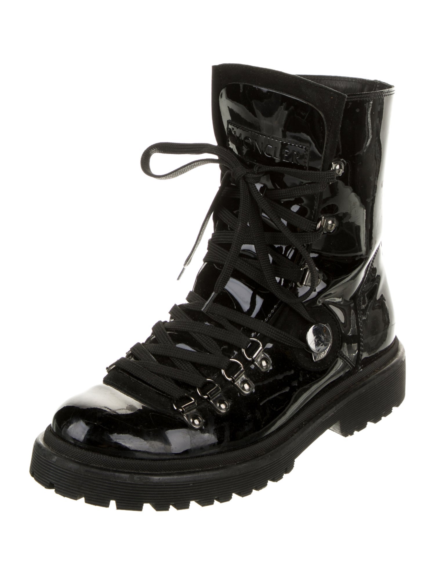 Moncler Patent Leather Combat Boots