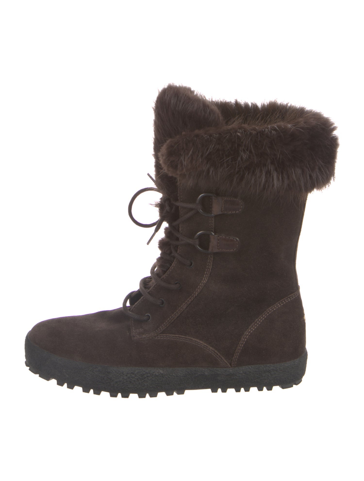 Moncler Suede Fur Trim Snow Boots