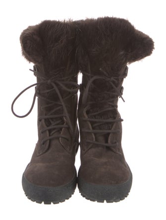 Moncler Suede Fur Trim Snow Boots