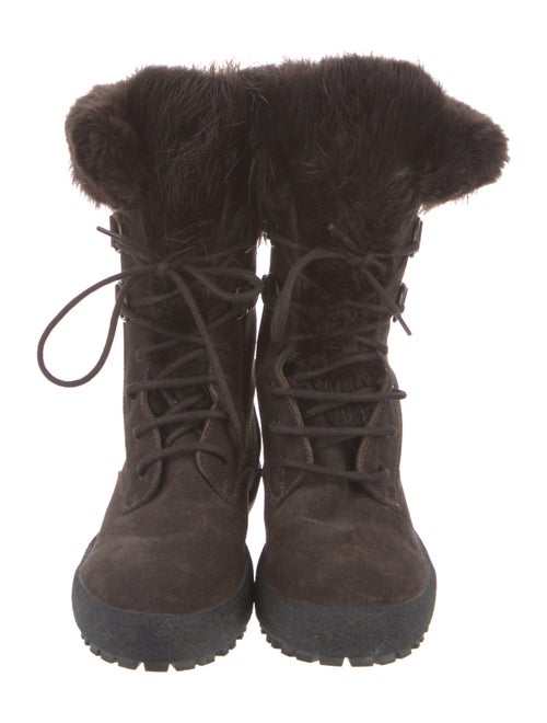 Moncler Suede Fur Trim Snow Boots