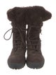Moncler Suede Fur Trim Snow Boots