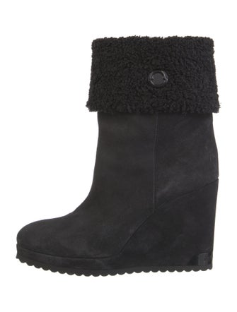 Moncler Suede Faux Fur Trim Boots