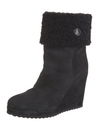 Moncler Suede Faux Fur Trim Boots