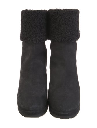Moncler Suede Faux Fur Trim Boots