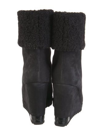 Moncler Suede Faux Fur Trim Boots