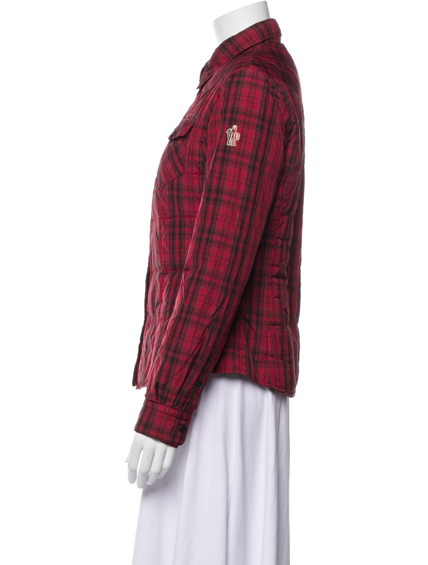 Moncler Grenoble Plaid Print Down Jacket