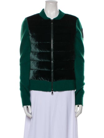 Moncler Wool Colorblock Pattern Bomber Jacket